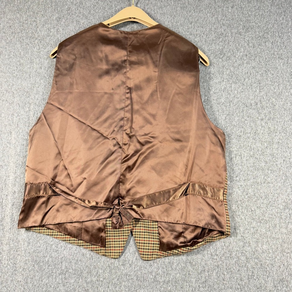 VTG Karen Scott Womens XL Houndstooth Plaid Button Front Vest Brown Tan Academia - Picture 6 of 8